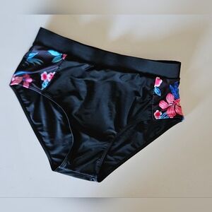Black and Floral Bikini Bottom